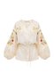 Shirt with Floral Embroidery and Tie Detail - 5