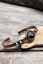 Copper Bracelet (Pure) Adjustable Agate Black Stone Antique Unique Design (Evil Eye) - 2