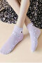 5-Piece Women's Bootie Socks Set - Purple Color Teddy Bear Patterned Cotton Ankle-Length Short Socks (5 Pieces) - 5
