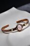 Copper Bracelet (Pure) Adjustable Pink Quartz Stone Antique Unique Design (Evil Eye) - 2