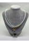 Dd43 Green White Triple Gold Starfish Layered Design Necklace with Heart Charm - 4