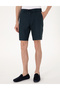 Navy Blue Slim Fit 100% Linen Elastic Waist Lace up Woven Shorts 50301780-Vr033 - 2