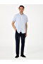 Navy Blue Carrot Fit Linen Blended Elastic Waist Lace up Canvas Trousers 50308073-Vr033
