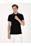 Black Ultralight Fabric Slim Fit Buttoned Polo Collar T-Shirt 50302631-Vr046