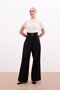 Wide Leg Pants with Waist Detail - Black - 2