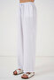 Women's Wide Leg Linen Trousers 6735 - White - 2
