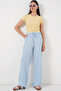Women's Wide Leg Linen Trousers 6735 - Blue - 3