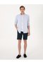 Navy Blue Slim Fit 100% Linen Elastic Waist Lace up Woven Shorts 50301780-Vr033