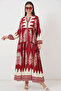 2423 Authentic Patterned Hijab Dress - G.Burgundy - 3
