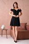 Women's Black Collar Flounce Detail Thin Strap Flexible Mini Dress Emr-077 - 6