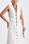 Leona 100% Linen Front Button Belted Long Dress