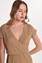 Women's Regular Fit Short Sleeve V-Neck Brown Jumpsuit - 2