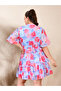 Plus Size Floral Print Tired Knee Length Dress - 5