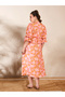 Plus Size Floral Print Peplum Detail Midi Dress - 5