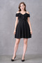 Flexible Crepe Fabric Collar Flounce Detailed Thin Straps Flared Black Evening Dress Evening Gown 077 - 4