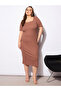 Plus Size Ribbed Square Neck Short Sleeves Midi Dress - 6