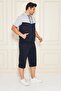 Men's Cotton Hooded Capri Suit Gray / Navy Blue 7501-G.L. - 4