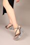 Fudgi̇e Stone Piping Wedge Heel Evening Dress Shoes Platinum - 6