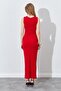 Women's Red Dress with Window Detail on the Front - 7