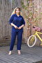 Women's Casual Placket Shirt Collar Trousers Set - Wrapped Fabric - 6