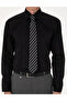 Black 100% Cotton Shiny Satin Slim Fit Long Sleeve Basic Shirt 50305127-Vr046 - 7