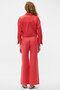 Ubana Women's 100% Cotton Linen Look Flamli Mid Waist Wide Leg Comfortable Red Pants - 5