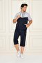 Men's Cotton Hooded Capri Suit Gray / Navy Blue 7501-G.L. - 3