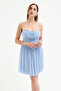 Women's Baby Blue Strap Mini Graduation Evening Dress - 2