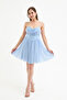 Women's Baby Blue Strap Mini Graduation Evening Dress