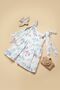 Palm Tree Patterned Girl's Summer Dress, Holiday Dress