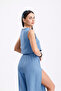 Maria Muslin Fabric Crop Side Tie Detailed Slit Trousers Double Set - 5
