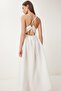 Back Low-Cut Summer Poplin Dress Bone Ldp0043 - 4