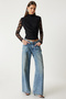 Black Sandy Blouse - Lace Sleeves and Shirred Lff0006 - 4