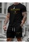 Summer Trend Casual Two-Piece Suit for Men, Fashionable and Versatile Sports Slippers with Milan Italy Print