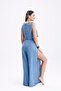 Maria Muslin Fabric Crop Side Tie Detailed Slit Trousers Double Set - 4