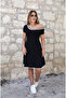 Women's Short Sleeve Wide Round Neck Viscose Dress - 3