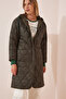 Hooded Quilted Coat Khaki Lhm0002 - 2