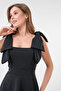 Lycra Crepe Fabric Straps Connectable Strapless Neckline A-Line Flared Cutout Black Evening Dress 2030 - 8