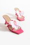 Women's Fuchsia Orchid Detail Women's Heeled Slippers - 4