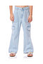 Washed Cargo Flared Jeans with Button Closure - 2
