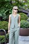 Women's Linen Look Lycra-Free Fabric Underwire Collar Flato Pocket Buttoned Vest-Khaki - 3