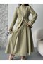 Women's Gold Buttoned Skirt Suit Khaki - 6