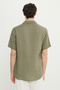 Men's Khaki Linen Comfort Fit Relaxed Cut Hawaiian Collar Shirt - 7