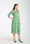 Floral Patterned Lace Collar Buttoned Summer Women's Dress - 2