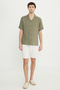 Men's Khaki Linen Comfort Fit Relaxed Cut Hawaiian Collar Shirt - 4
