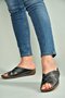 U555123403 Black Genuine Leather Women's Slippers - 4