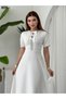 Women's Midi Dress with Stone and Bow Detail - 8