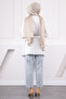 Light Blue Waist Belted Jeans Garnished Tunic Trousers Suit - 3
