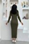 Women's Full Turtleneck Long Sleeve Hijab Suitable Ribbed Camisole Fabric Dress Length 135 Cm - 3