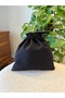 Black Linen Mini Cloth Pouch - Drawstring Bag Organizer - Makeup Bag - 20X20 - 2